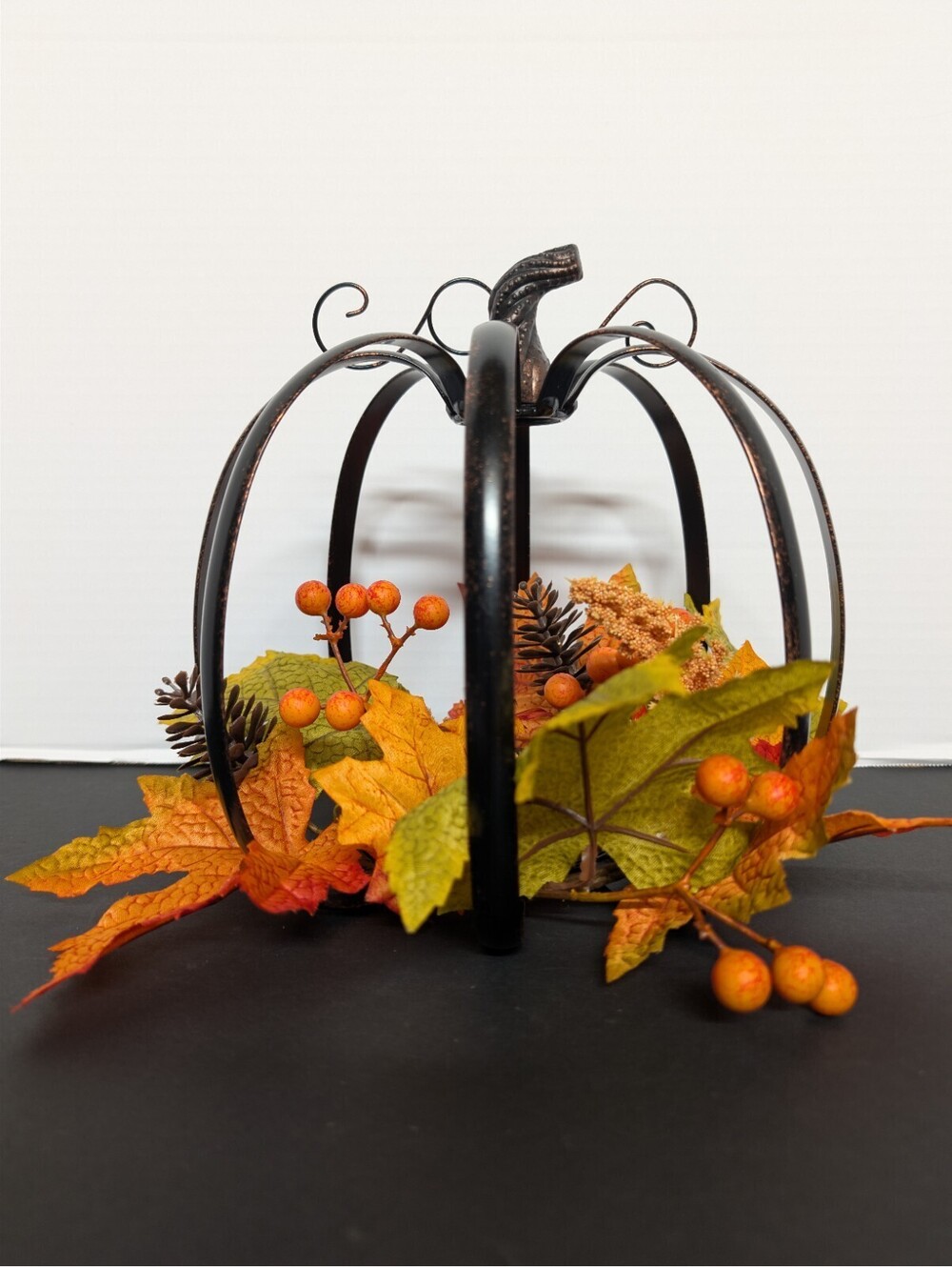 Autumn Decor/Black Metal Pumpkin. 9.5"H By 9.5"W. Great For An LED Lantern